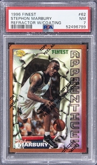 1996-97 Topps Finest Refractor (With Coating) #62 Stephon Marbury Rookie Card - PSA NM 7